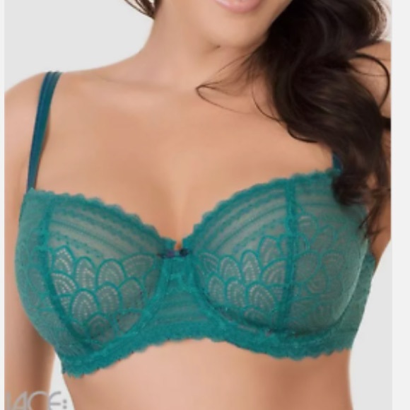 Chantelle Other - Chantelle NEW Merci Demi Bra Jet Green Lace Underwire Sz 36G